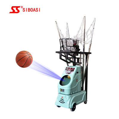 เครื่องฝึกยิงลูกบาสเก็ตบอลสีเขียวอ่อนที่มีความจุ 1-3 ลูกสำหรับสถาบันฝึกอบรม