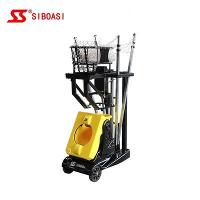 เครื่องยิงบาสเก็ตบอลอัตโนมัติสีเหลืองพร้อมรีโมทคอนโทรลสำหรับการฝึกส่วนตัว