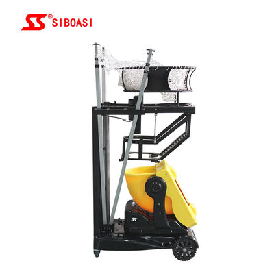 เครื่องยิงบาสเก็ตบอลอัตโนมัติสีเหลืองพร้อมรีโมทคอนโทรลสำหรับการฝึกส่วนตัว